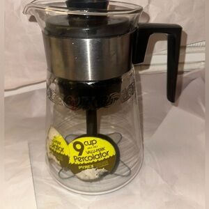 Vintage PYREX Stove Top Coffee Percolator 1970's Design MCM Wire Grid